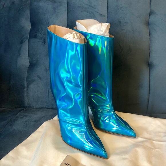 Alexandre Vauthier Hologram Blue Booties Never Worn Stiletto US Size 9.5 EUR 40 - Picture 3 of 13